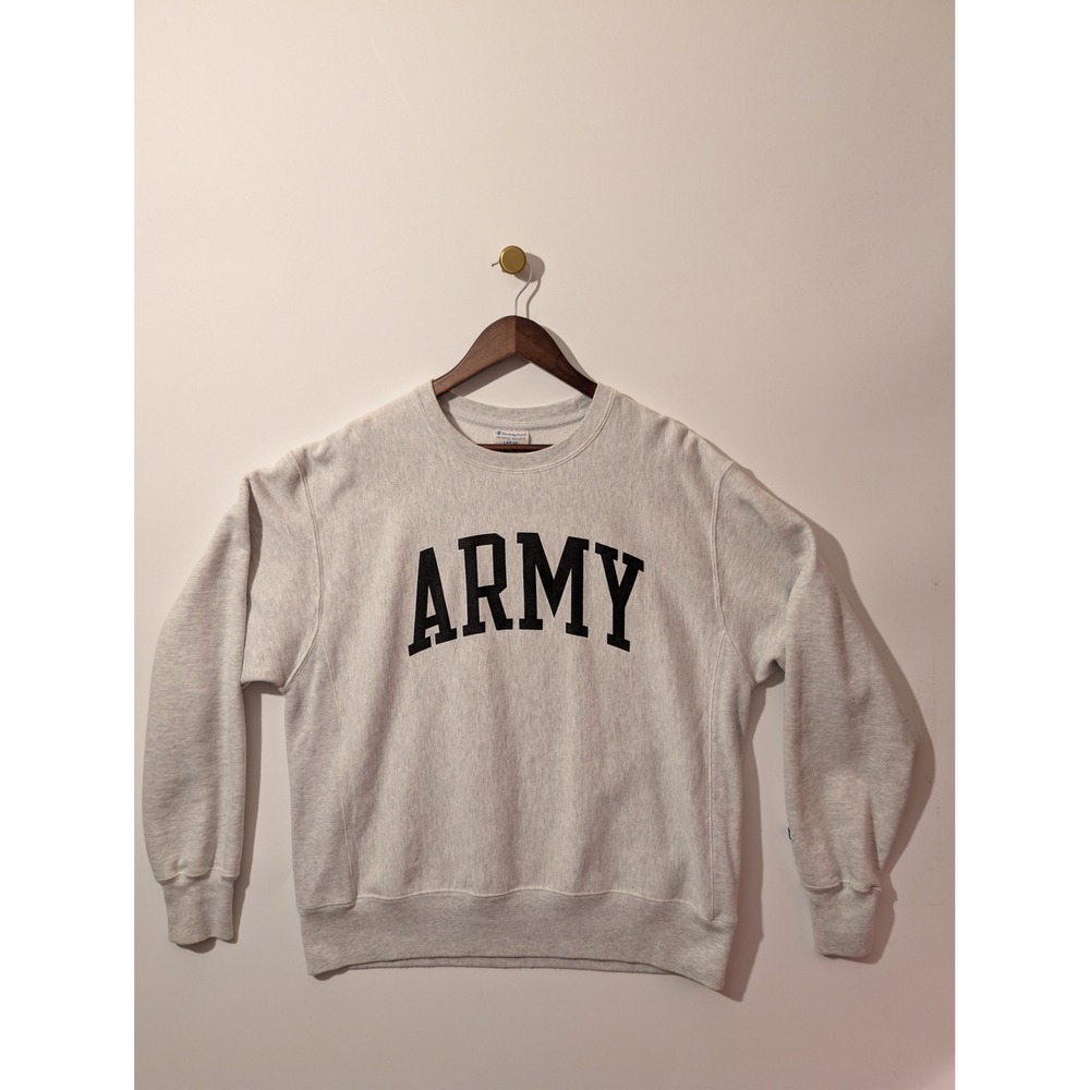 Champion Reverse Weave Sweatshirt Mens Large Grey Excellent ARMY Graphic Top
